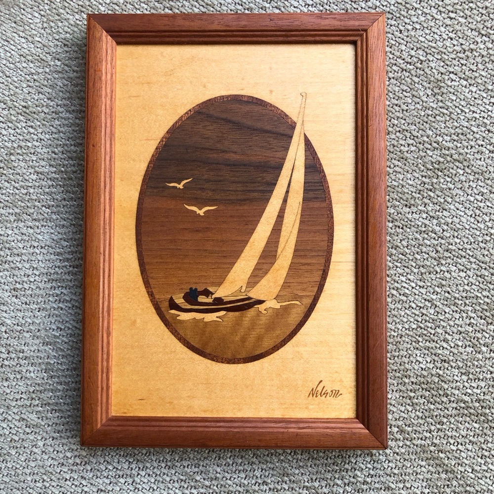 Nautical Wooden Sailboat Art Hudson River Inlay